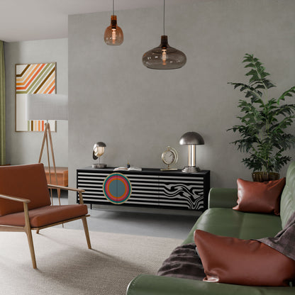 SPECTRA SHOWCASE 3-Door TV Stand in Black Finish