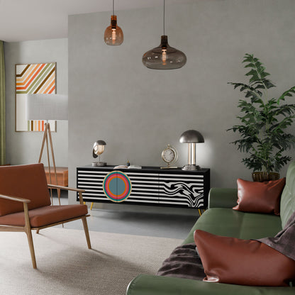 SPECTRA SHOWCASE 3-Door TV Stand in Black Finish