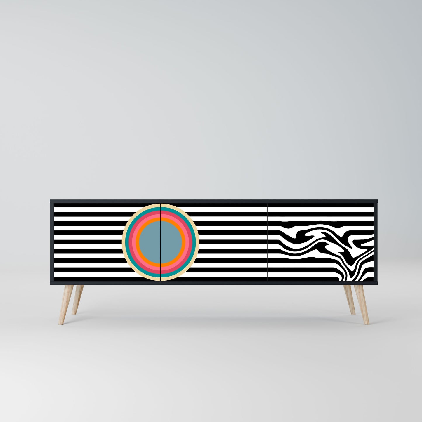 SPECTRA SHOWCASE 3-Door TV Stand in Black Finish