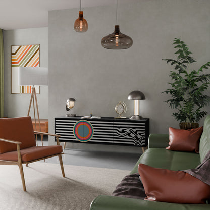 SPECTRA SHOWCASE 3-Door TV Stand in Black Finish