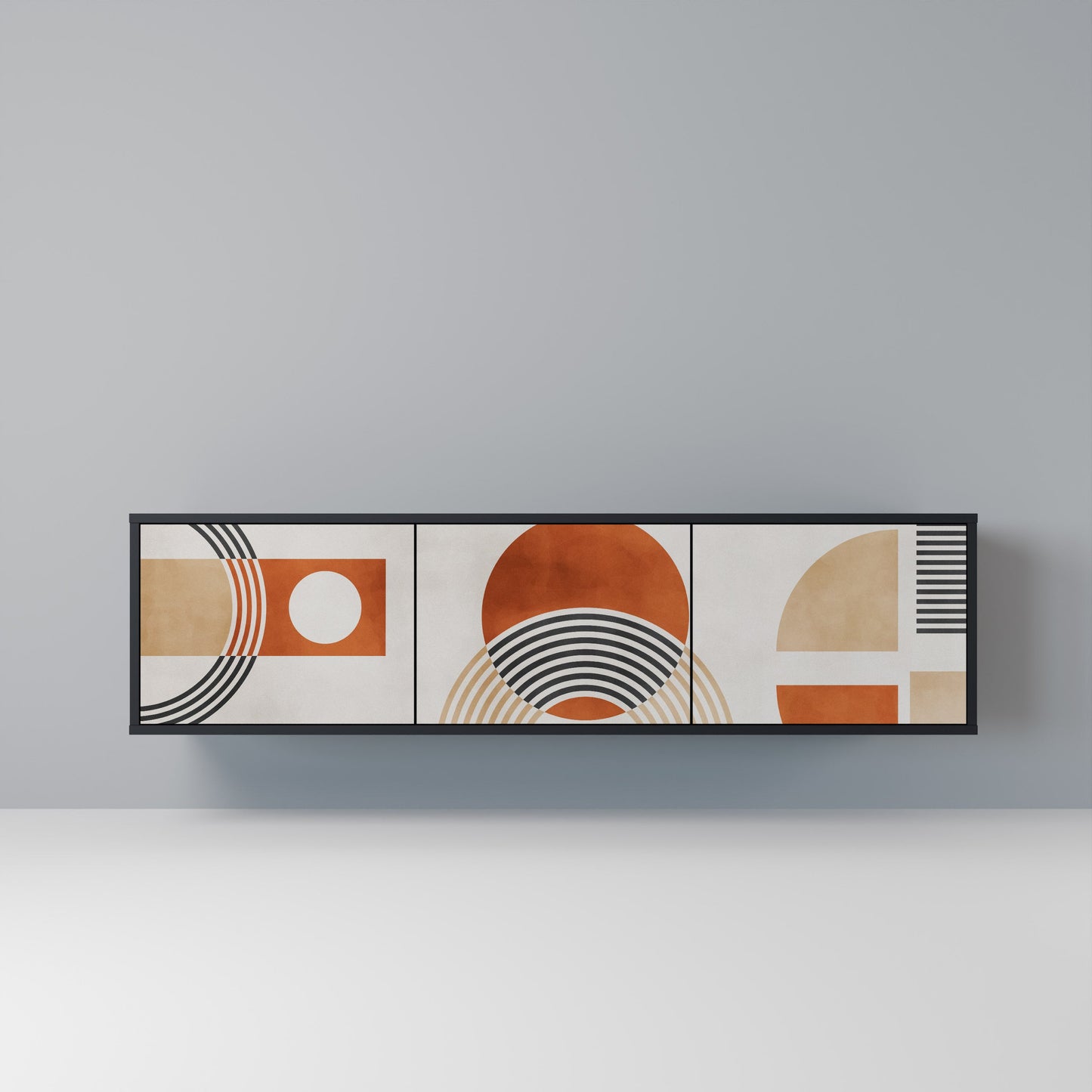 SPACE AROUND 3-Door TV Stand in Black Finish