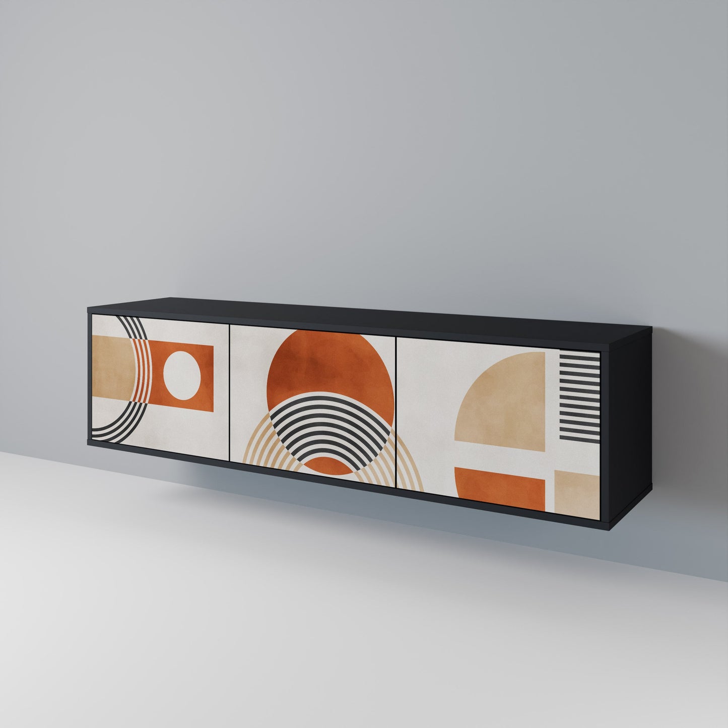 SPACE AROUND 3-Door TV Stand in Black Finish