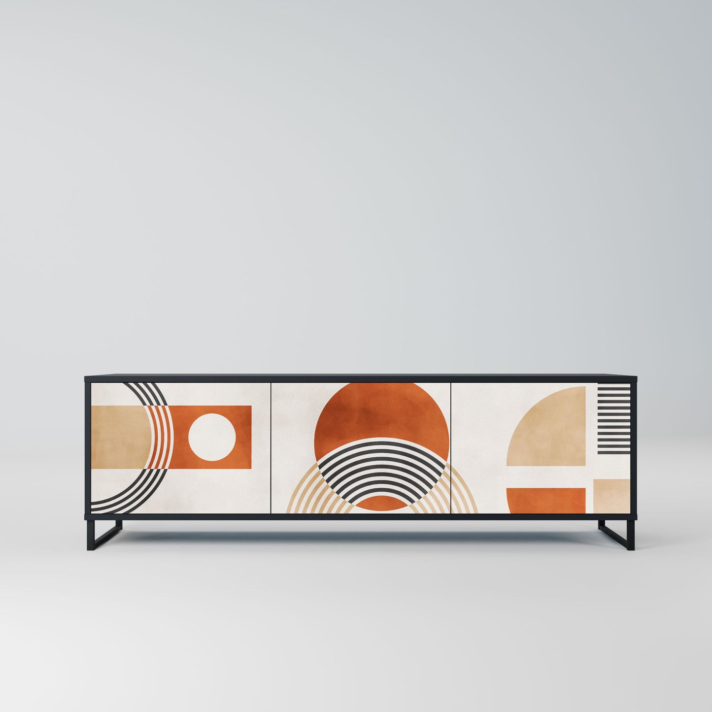 SPACE AROUND 3-Door TV Stand in Black Finish