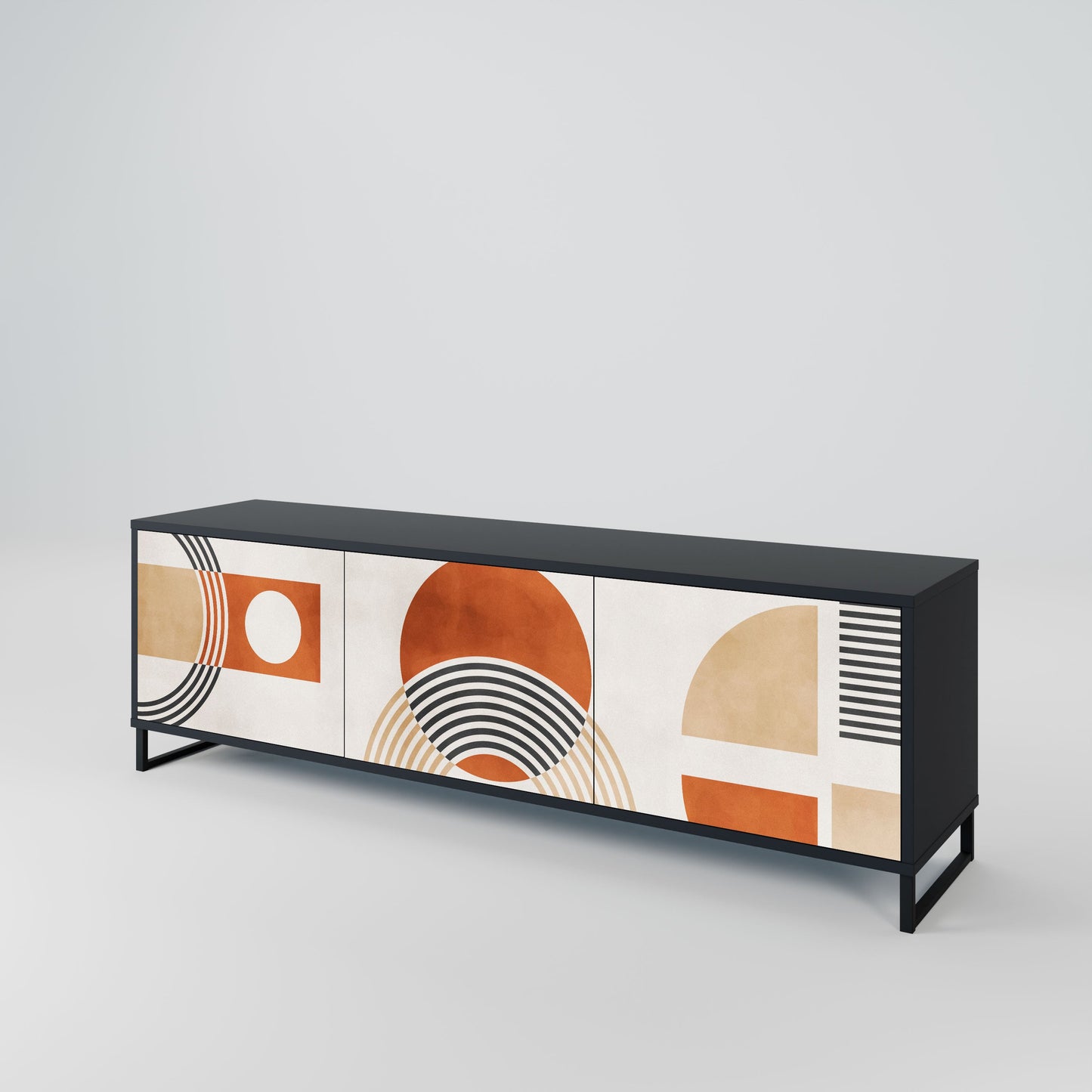 SPACE AROUND 3-Door TV Stand in Black Finish