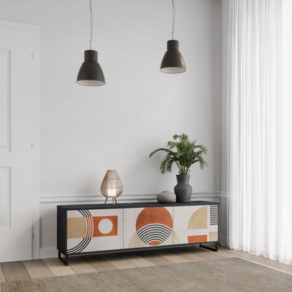 SPACE AROUND 3-Door TV Stand in Black Finish