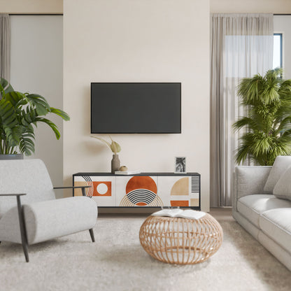 SPACE AROUND 3-Door TV Stand in Black Finish