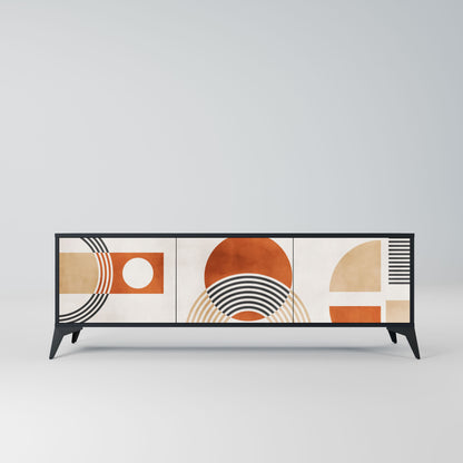 SPACE AROUND 3-Door TV Stand in Black Finish