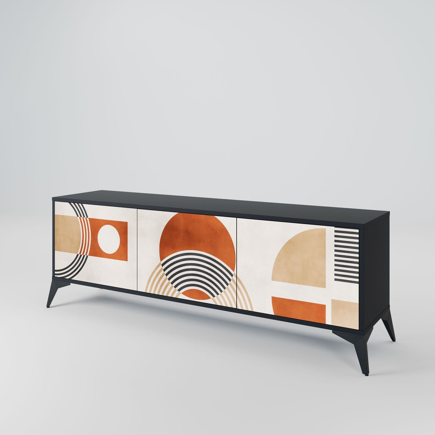 SPACE AROUND 3-Door TV Stand in Black Finish