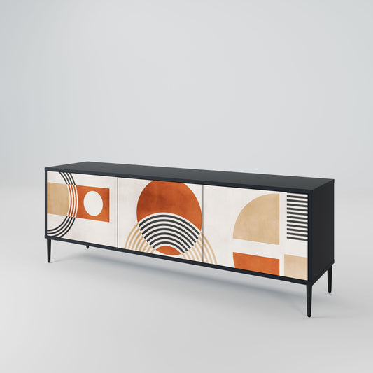 SPACE AROUND 3-Door TV Stand in Black Finish