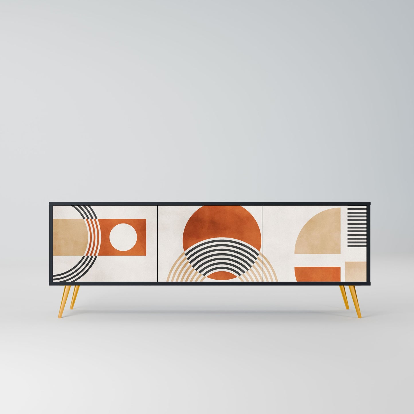 SPACE AROUND 3-Door TV Stand in Black Finish