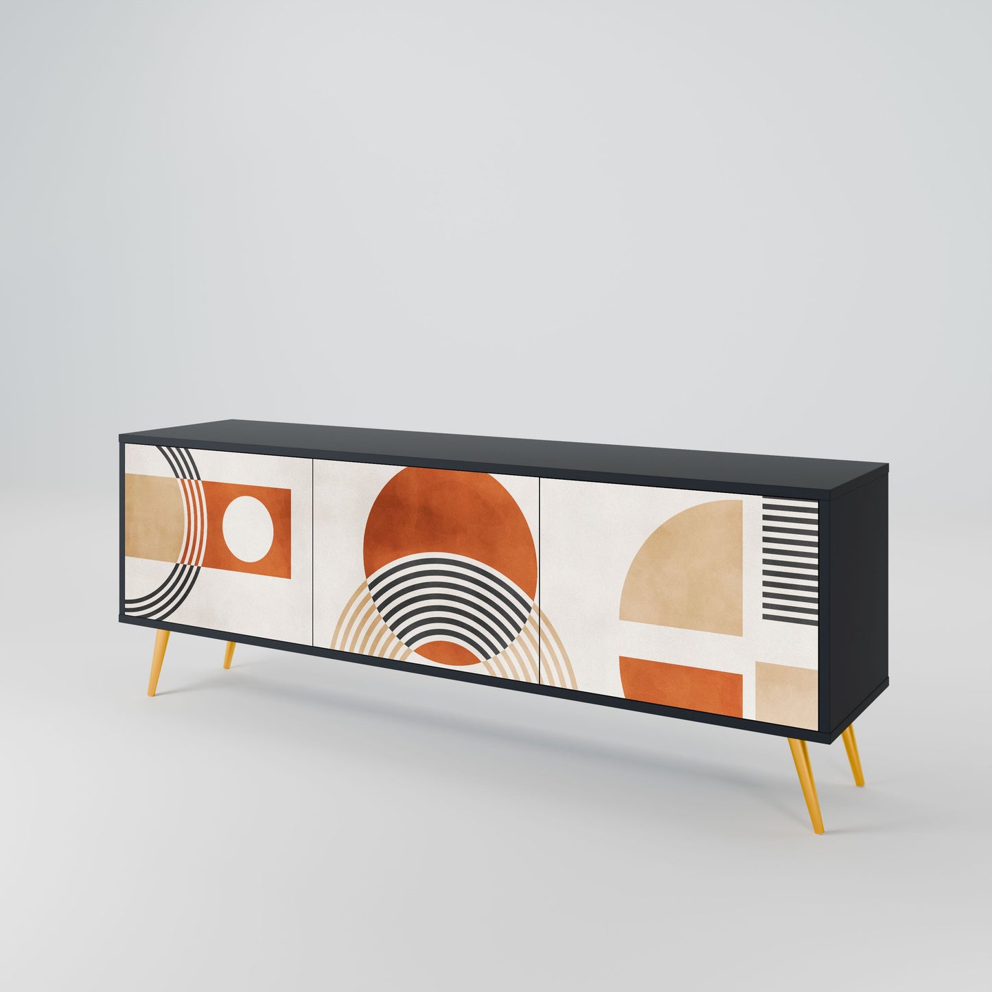 SPACE AROUND 3-Door TV Stand in Black Finish