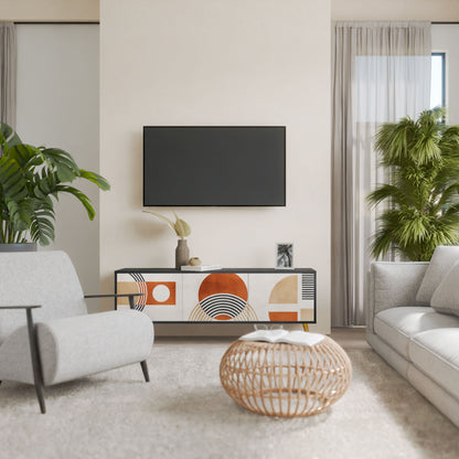 SPACE AROUND 3-Door TV Stand in Black Finish