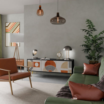 SPACE AROUND 3-Door TV Stand in Black Finish