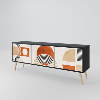 SPACE AROUND 3-Door TV Stand in Black Finish