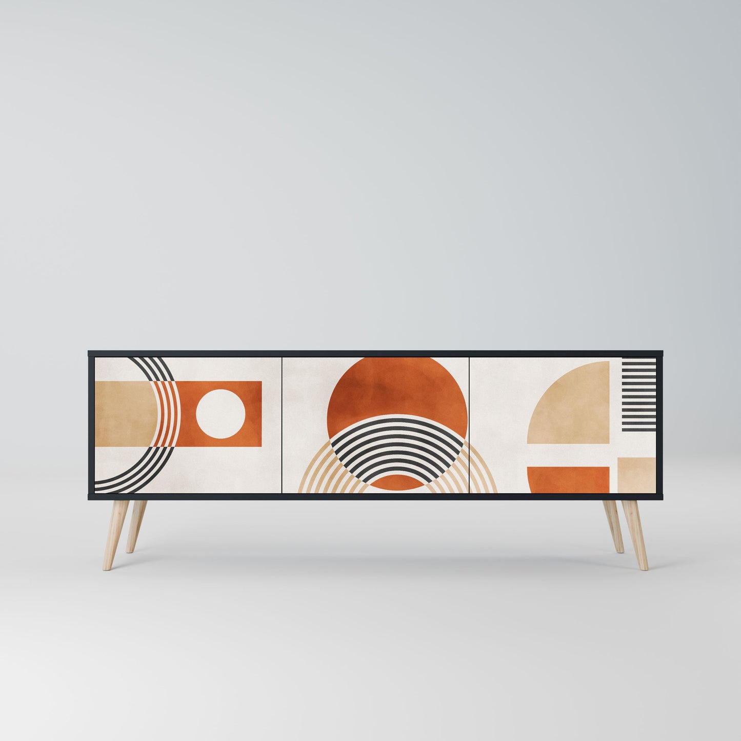 SPACE AROUND 3-Door TV Stand in Black Finish