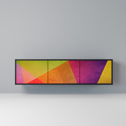 VIVID GEOMETRY 3-Door TV Stand in Black Finish