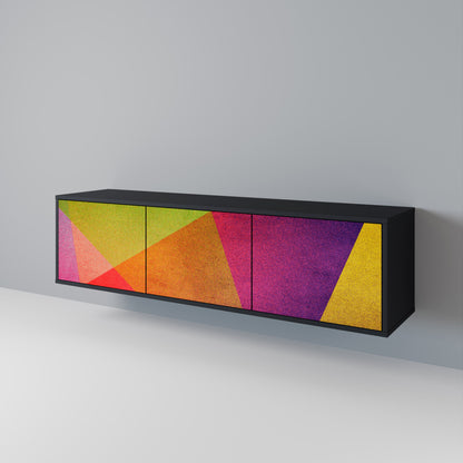 VIVID GEOMETRY 3-Door TV Stand in Black Finish