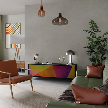 VIVID GEOMETRY 3-Door TV Stand in Black Finish