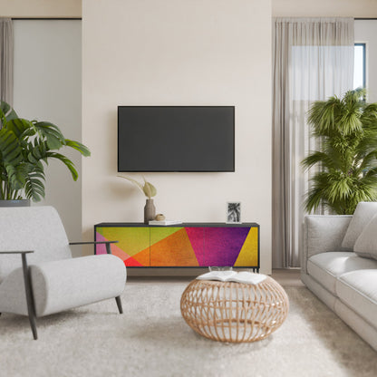 VIVID GEOMETRY 3-Door TV Stand in Black Finish