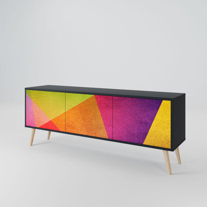 VIVID GEOMETRY 3-Door TV Stand in Black Finish