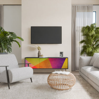 VIVID GEOMETRY 3-Door TV Stand in Black Finish