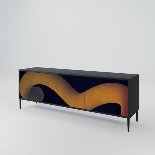 HOLLOW TIME 3-Door TV Stand in Black Finish