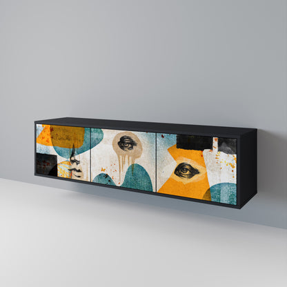 ABSTRACT FACES Mobile TV a 3 Ante in Finitura Nera