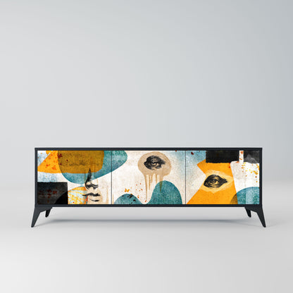 ABSTRACT FACES Mobile TV a 3 Ante in Finitura Nera