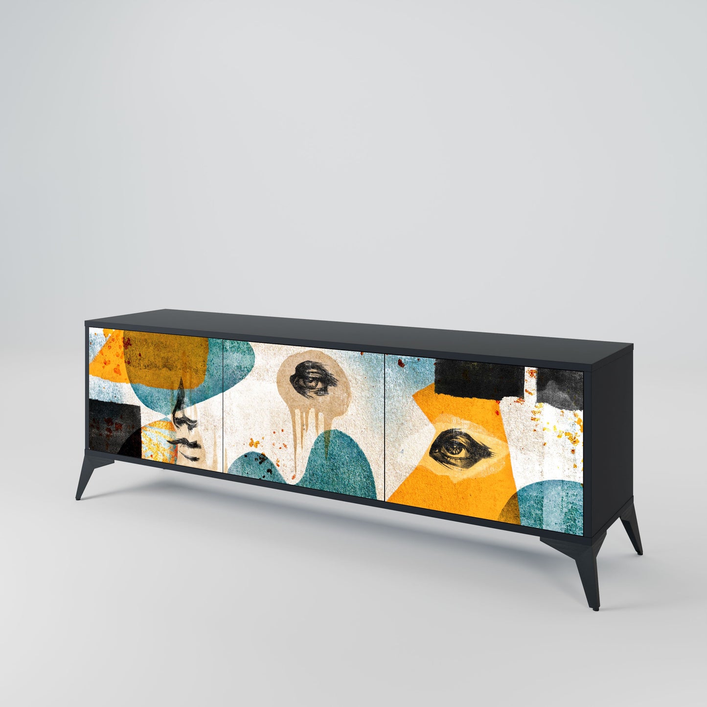 ABSTRACT FACES Mobile TV a 3 Ante in Finitura Nera