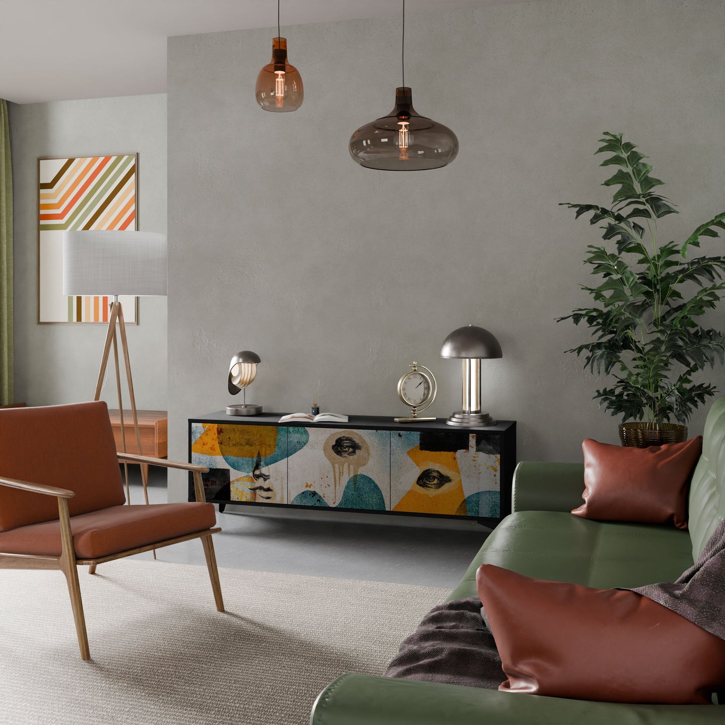 ABSTRACT FACES Mobile TV a 3 Ante in Finitura Nera