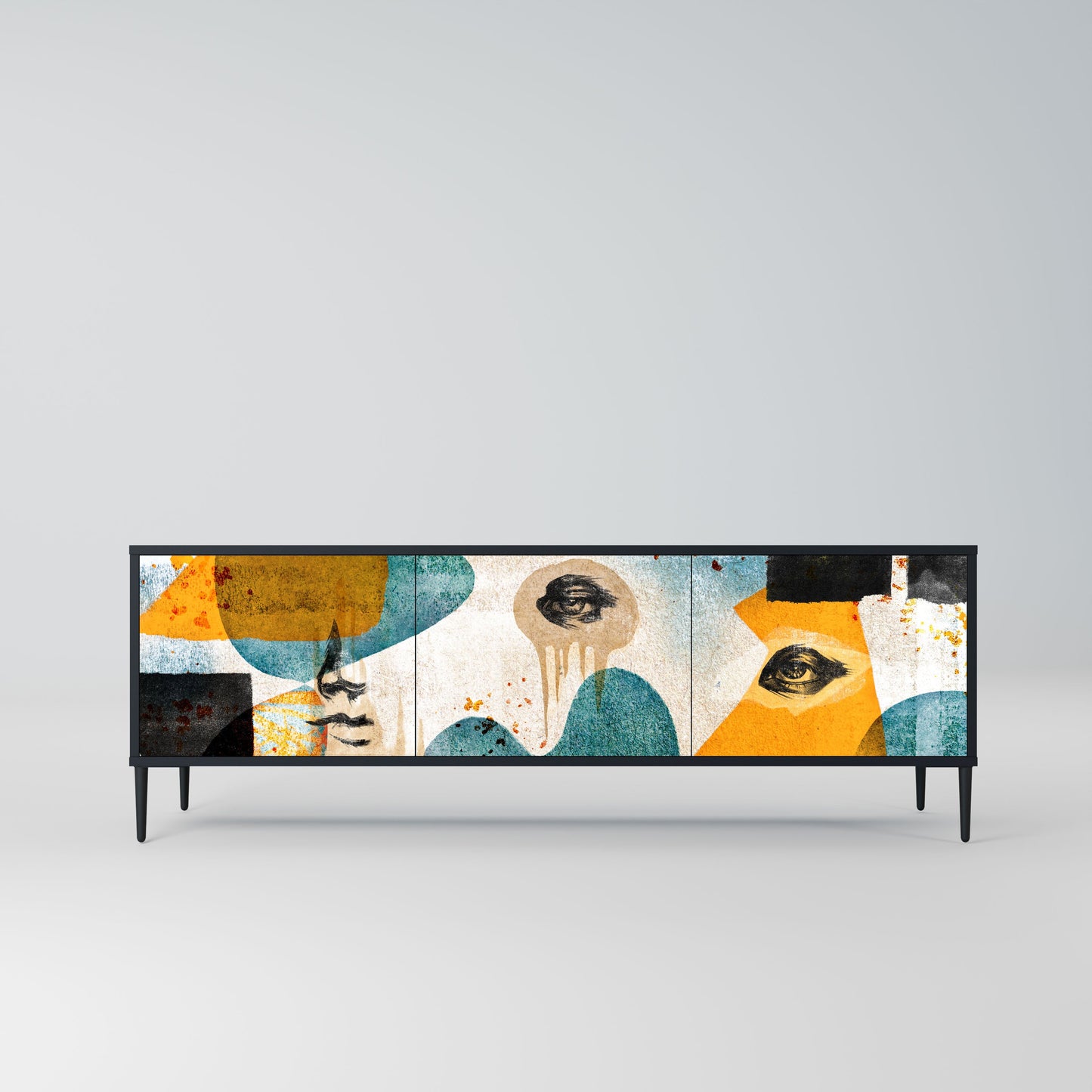 ABSTRACT FACES Mobile TV a 3 Ante in Finitura Nera