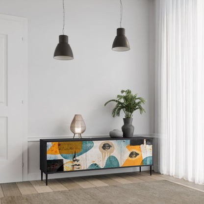 ABSTRACT FACES Mobile TV a 3 Ante in Finitura Nera