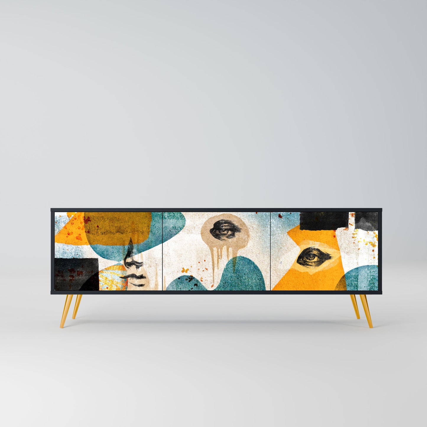 ABSTRACT FACES Mobile TV a 3 Ante in Finitura Nera