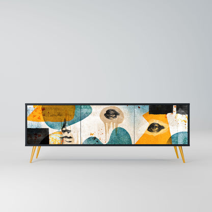 ABSTRACT FACES Mobile TV a 3 Ante in Finitura Nera