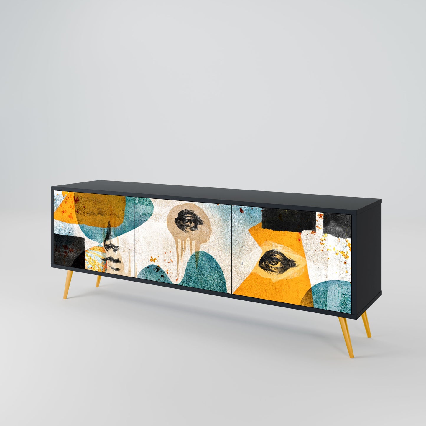 ABSTRACT FACES Mobile TV a 3 Ante in Finitura Nera