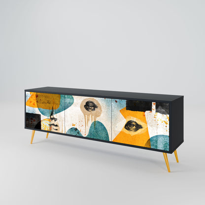 ABSTRACT FACES Mobile TV a 3 Ante in Finitura Nera