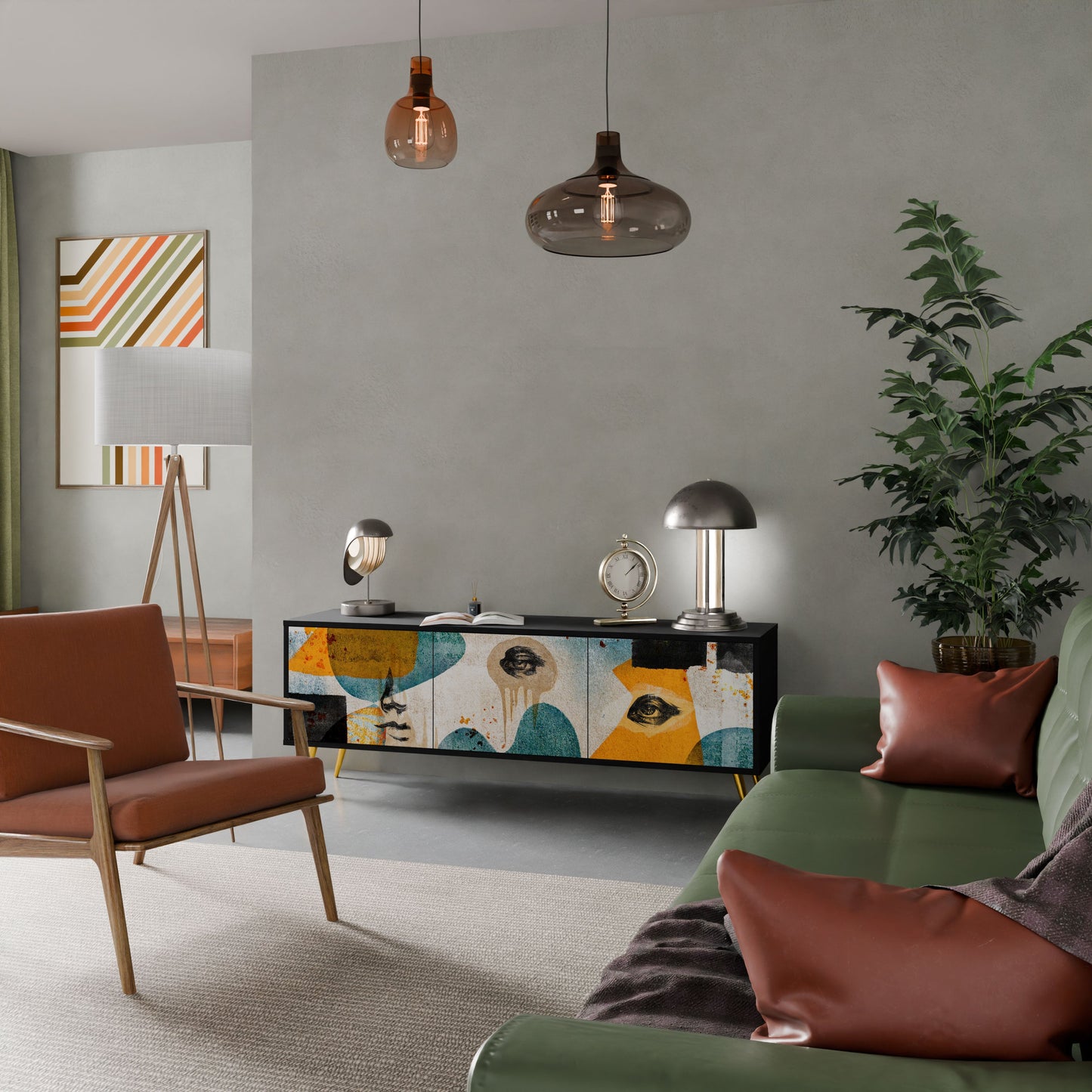 ABSTRACT FACES Mobile TV a 3 Ante in Finitura Nera