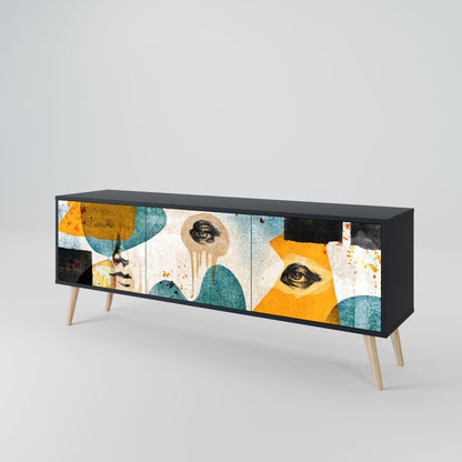 ABSTRACT FACES Mobile TV a 3 Ante in Finitura Nera