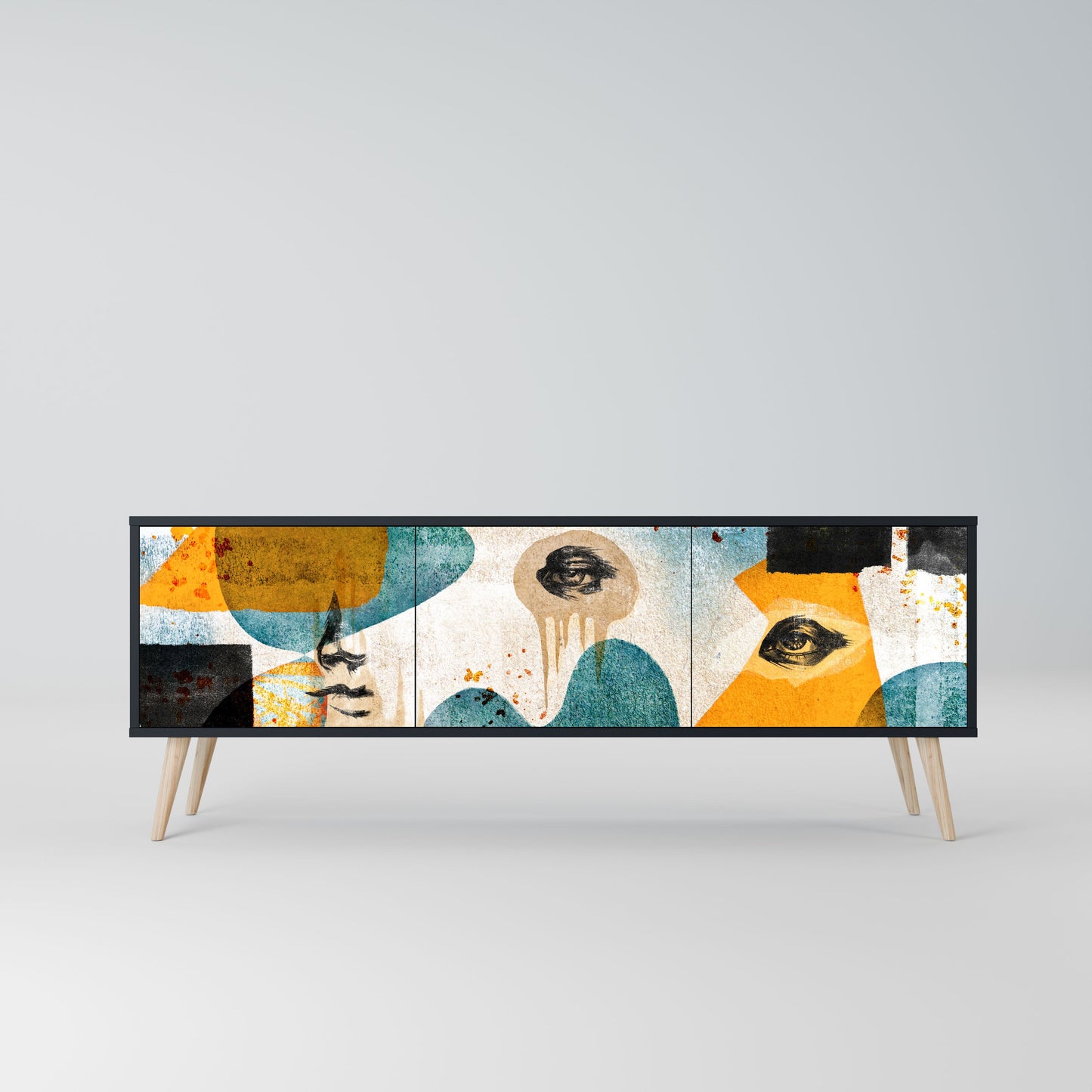 ABSTRACT FACES Mobile TV a 3 Ante in Finitura Nera