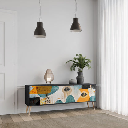 ABSTRACT FACES Mobile TV a 3 Ante in Finitura Nera