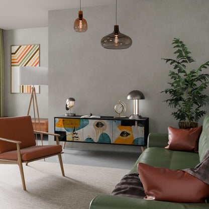 ABSTRACT FACES Mobile TV a 3 Ante in Finitura Nera