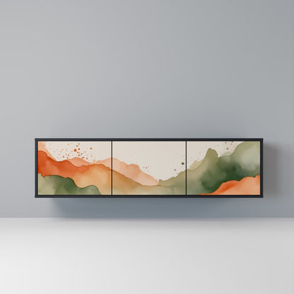 WATERCOLOUR PEAKS 3-Door TV Stand in Black Finish