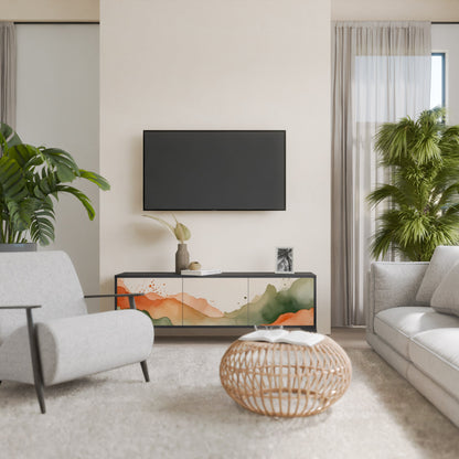 WATERCOLOUR PEAKS 3-Door TV Stand in Black Finish