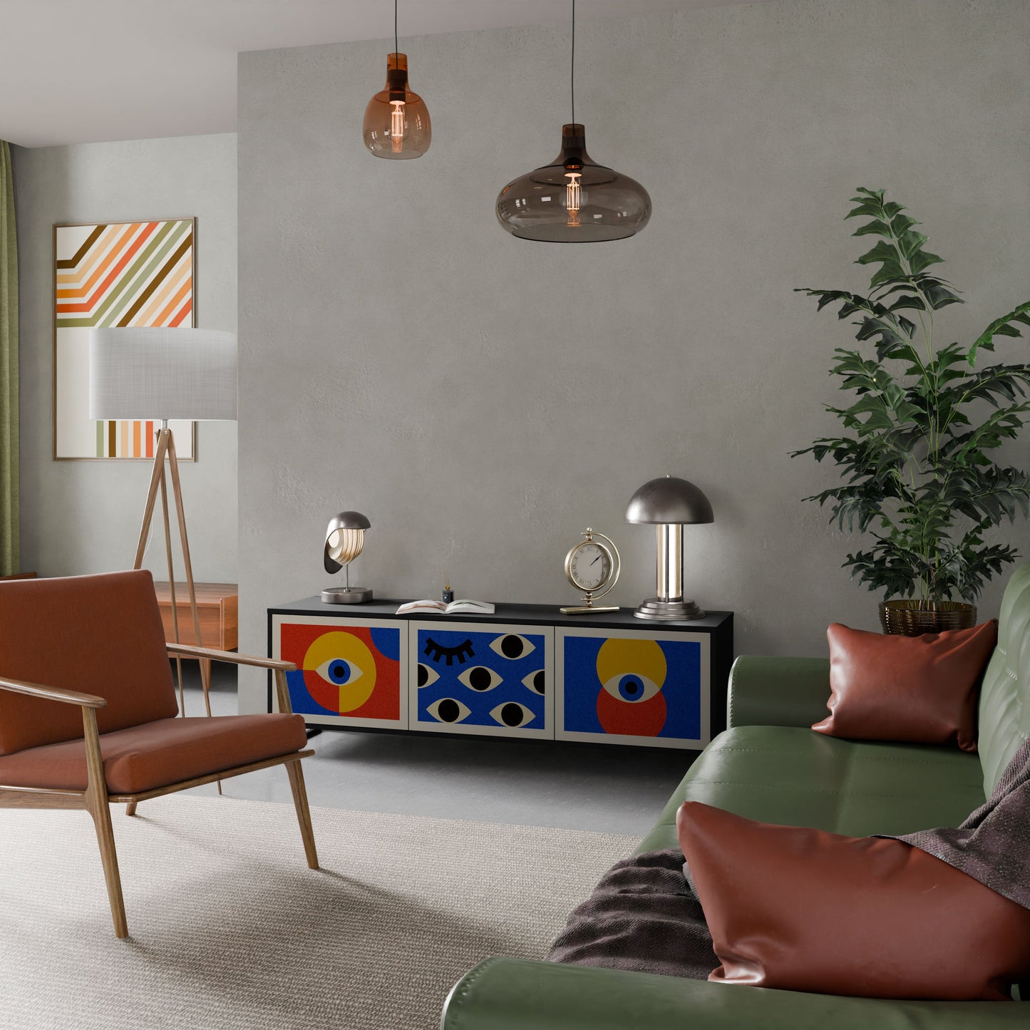 GEOMETRIC EYES Mobile TV a 3 Ante in Finitura Nera