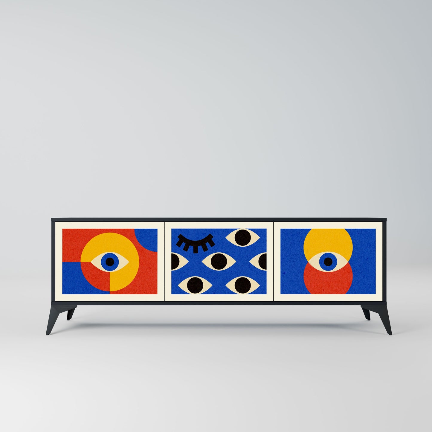 GEOMETRIC EYES Mobile TV a 3 Ante in Finitura Nera