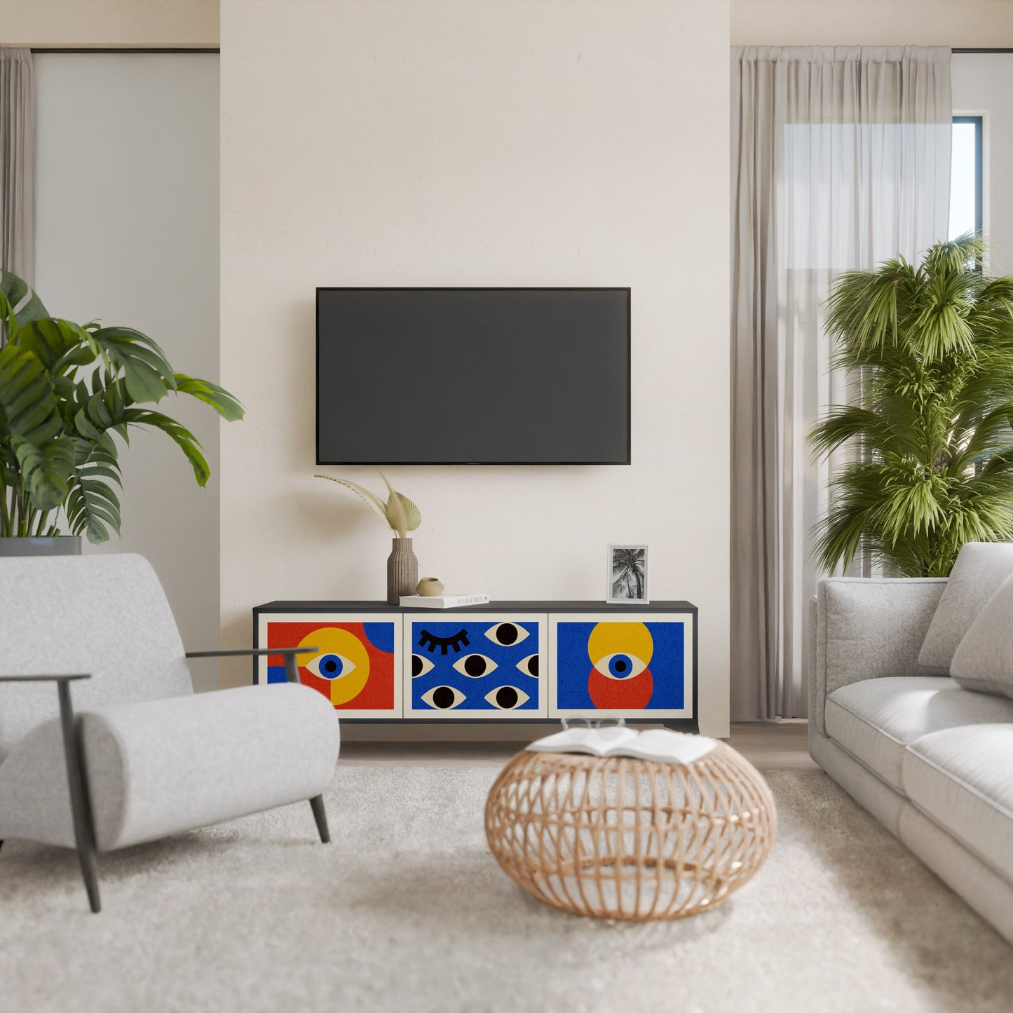 GEOMETRIC EYES Mobile TV a 3 Ante in Finitura Nera