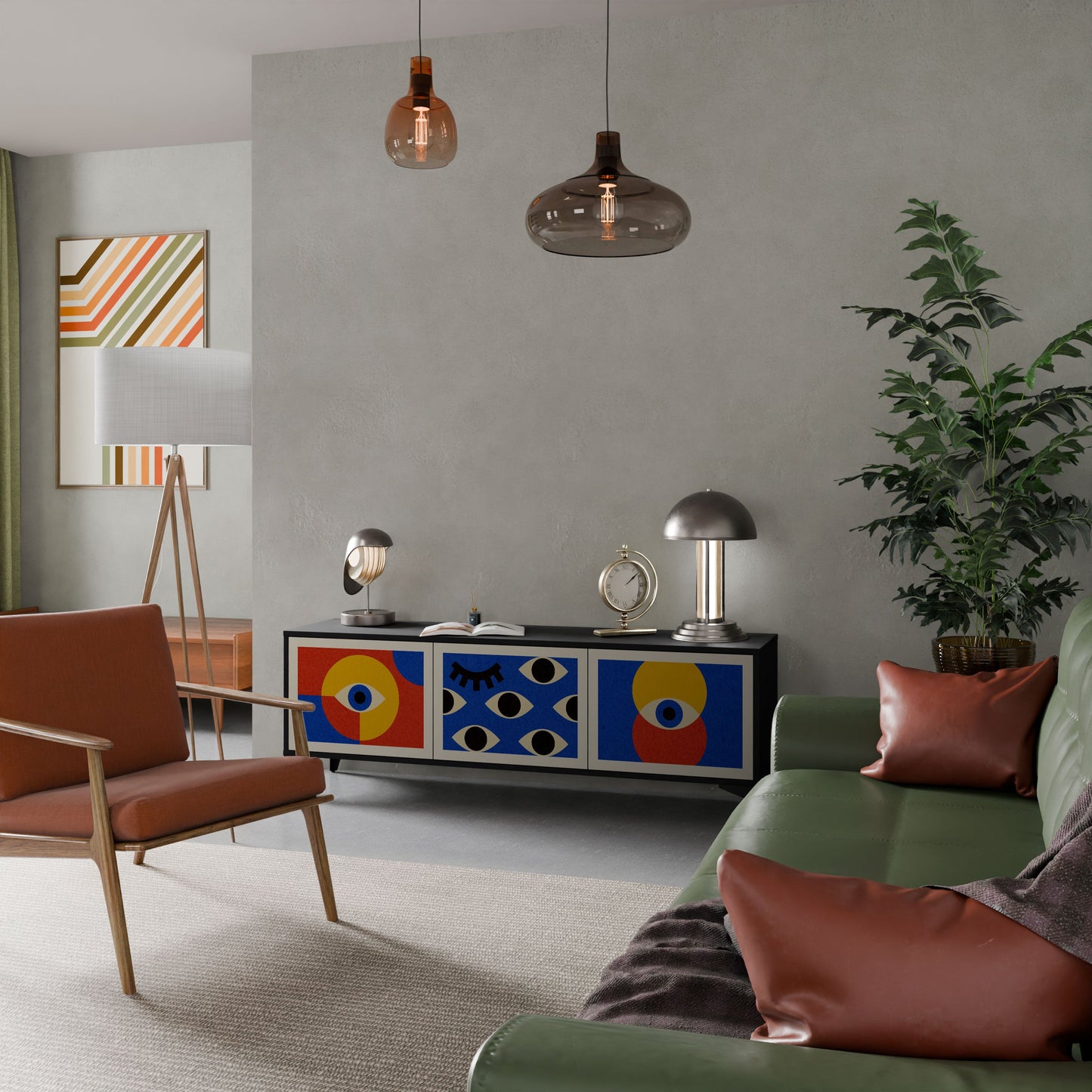 GEOMETRIC EYES Mobile TV a 3 Ante in Finitura Nera