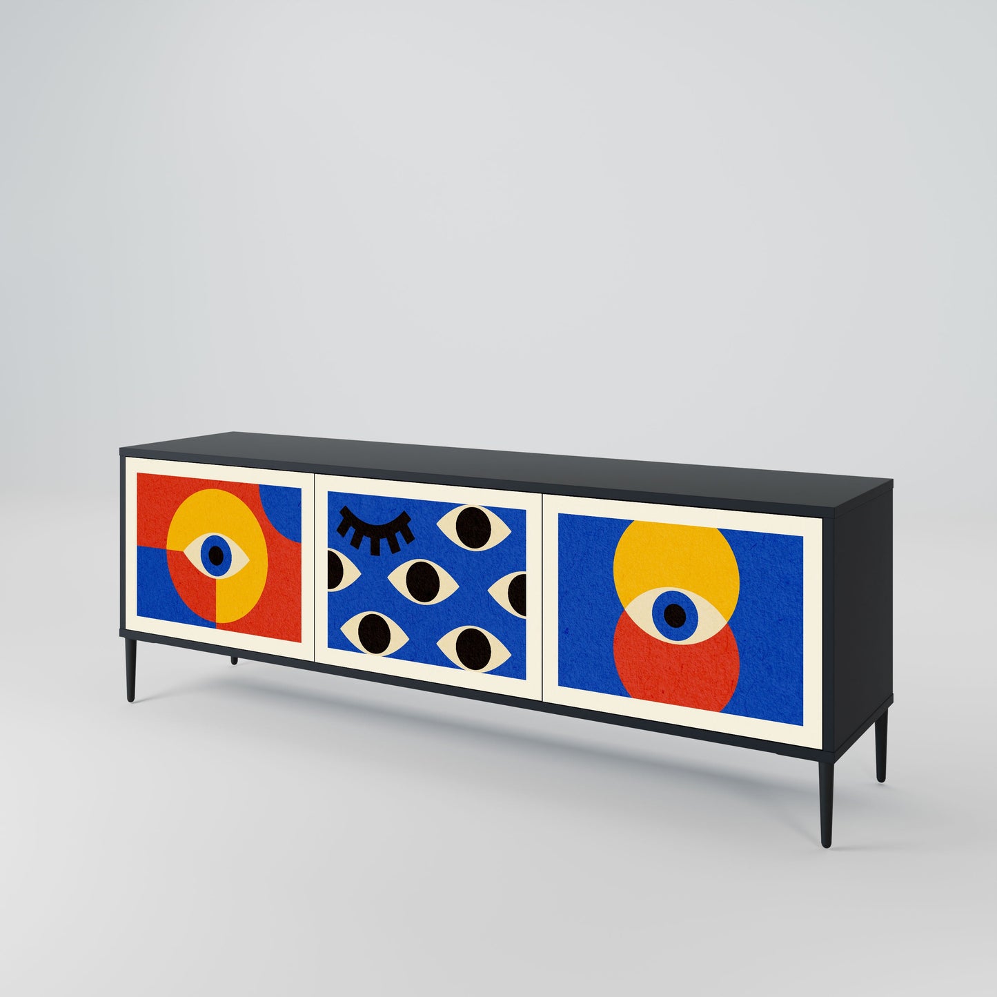 GEOMETRIC EYES Mobile TV a 3 Ante in Finitura Nera