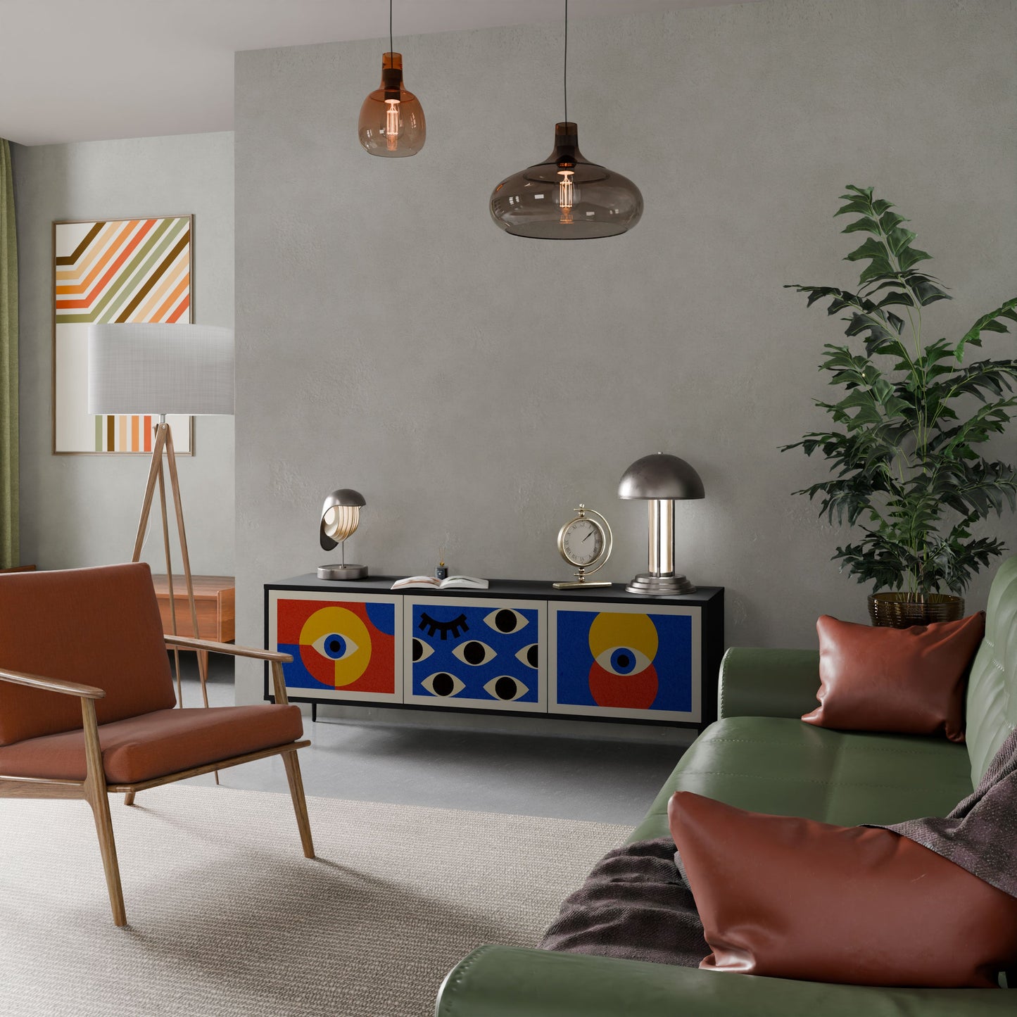 GEOMETRIC EYES Mobile TV a 3 Ante in Finitura Nera