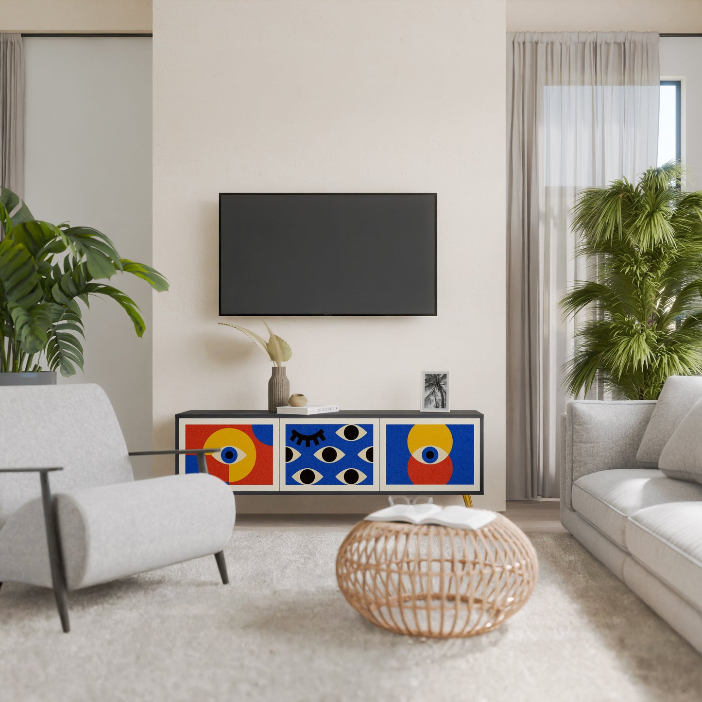 GEOMETRIC EYES Mobile TV a 3 Ante in Finitura Nera